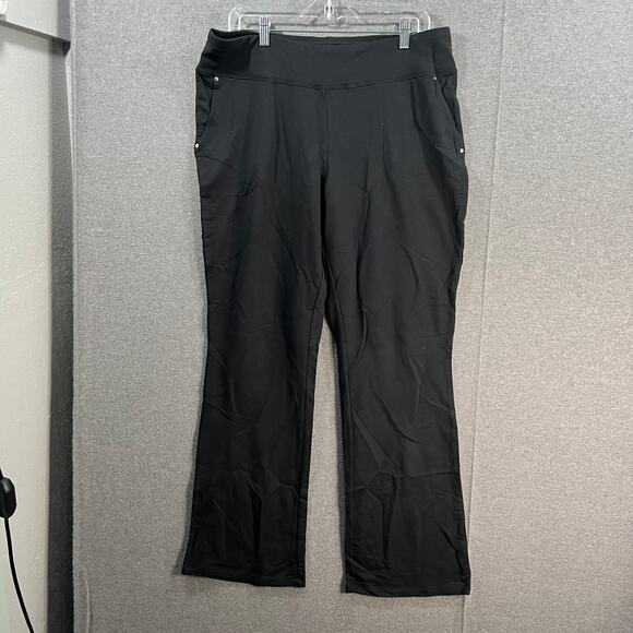 Sport Savvy Regular French Terry Bootcut Pant w/ Wide Waistband Black, Large - Picture 1 of 8